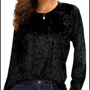 Long Sleeve Black Velvet Top